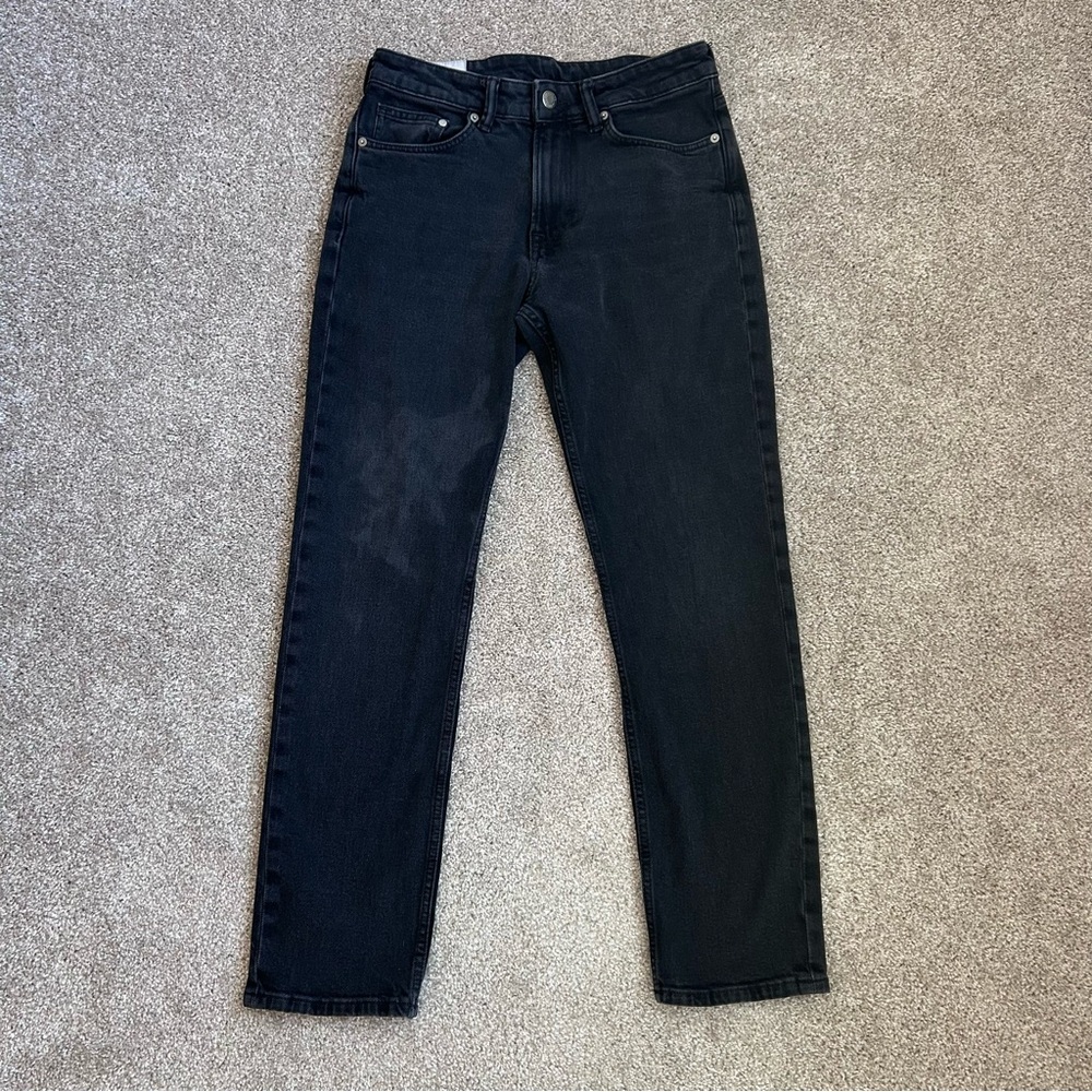 H&M Mens Regular Fit Straight Leg Black Jeans Denim Size 30/32 Standard